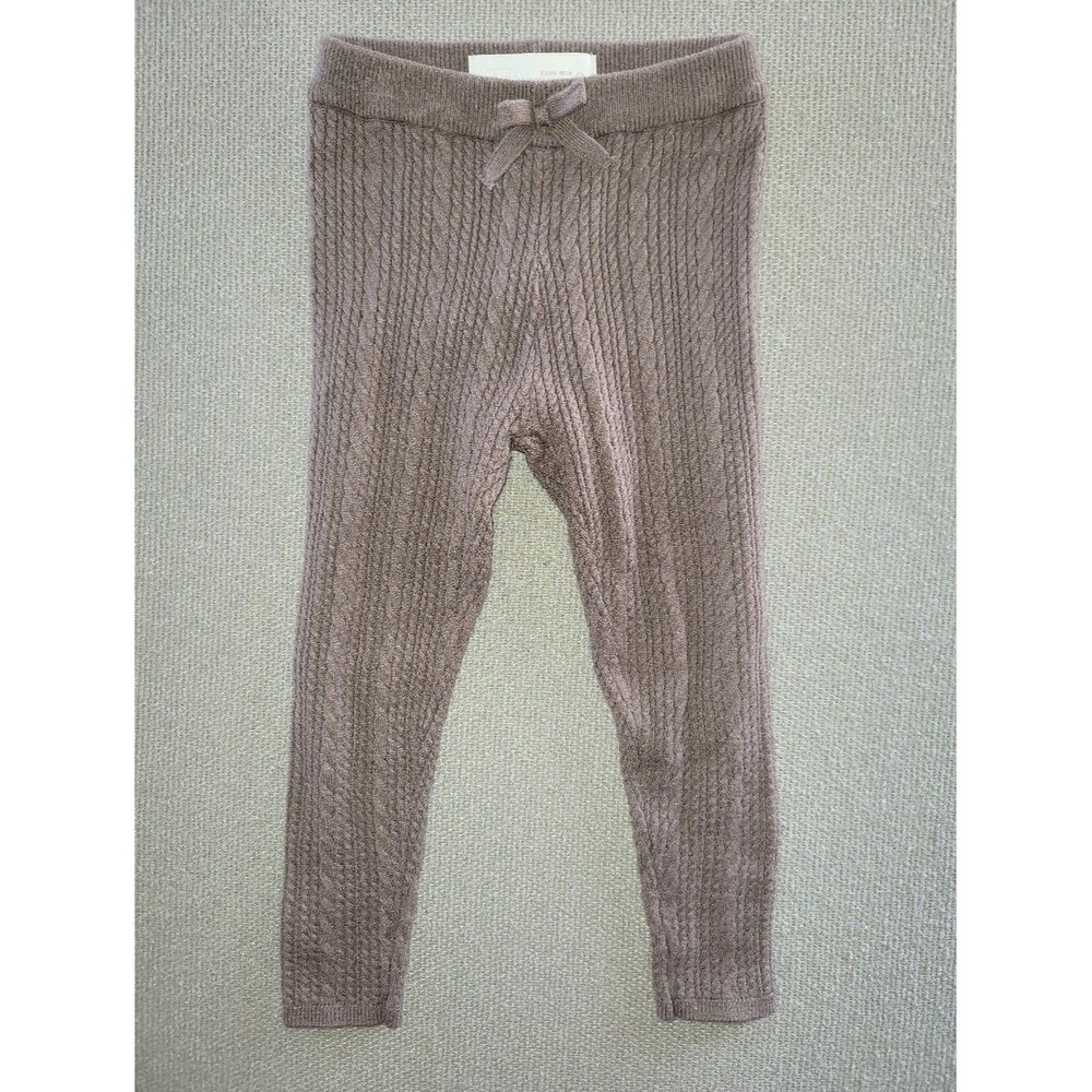 Zara Size 3 Years Kids Cable Knit Leggings in Taupe Brown